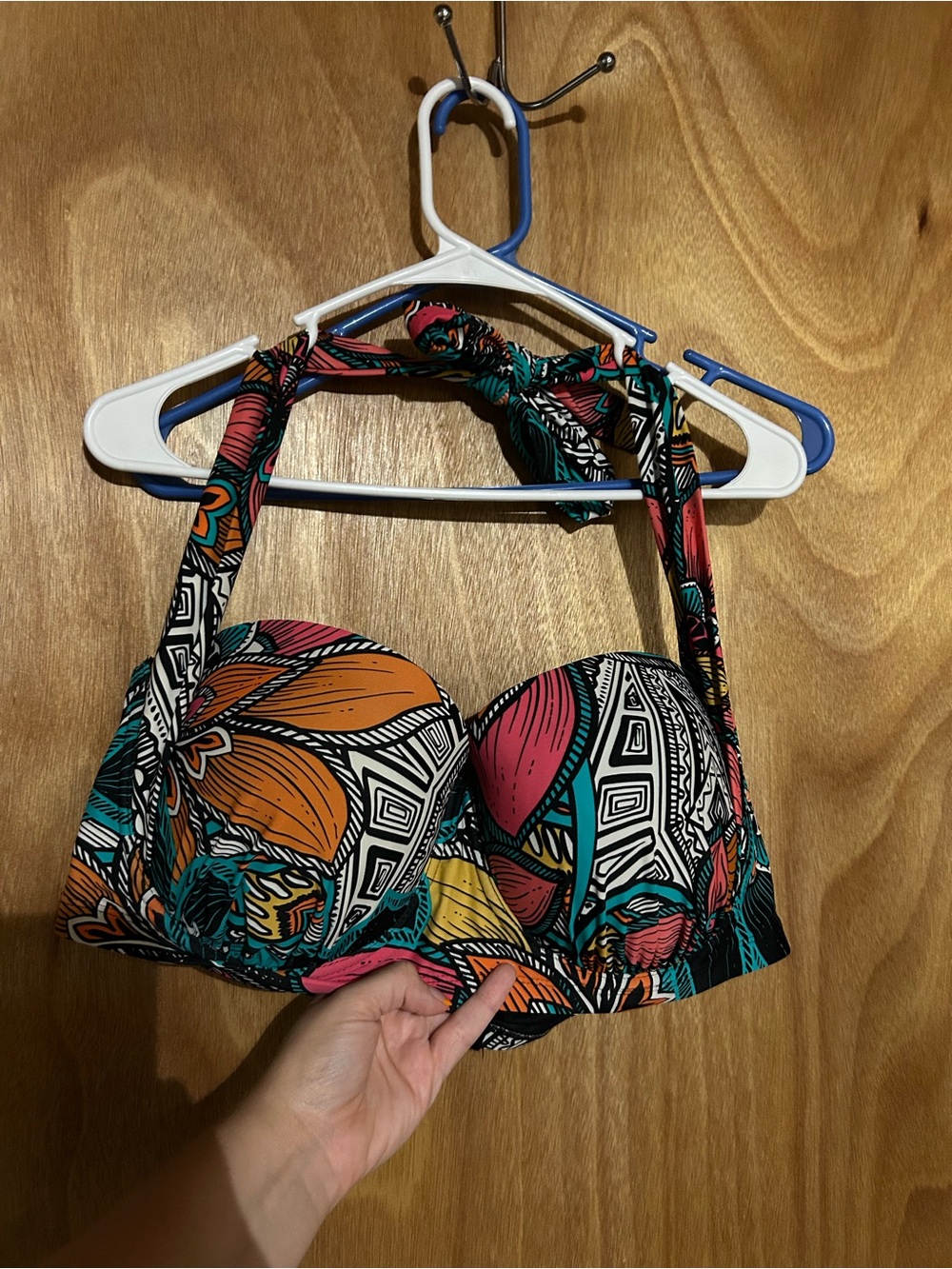 torrid Multicolor Floral Halter Bikini Top - Orange Pink Teal Black
